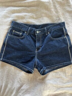 Calvin Klein Dark Indigo Denim Low-Rise Jean Shorts
